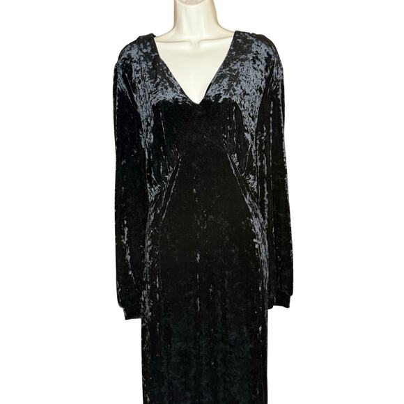 Timeless London Unique Vintage Black Velvet Maxi Dress 16 NWT - Picture 3 of 8